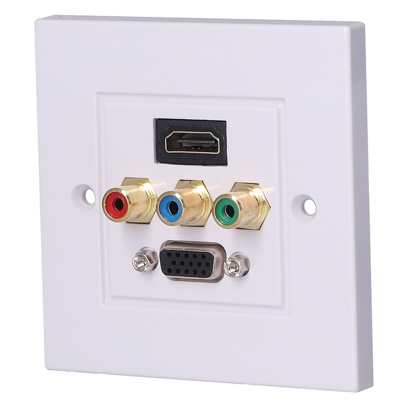 VGA+High Definition Multimedia Interface 3RCA Wall Plate Panel Socket for