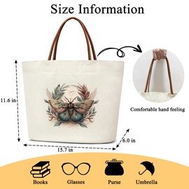 Butterfly Canvas Tote, Inspirational Gifts for Women & Friends - Reusable Grocery Shopping Bag With Handles - Foldable Shoulder Beach Tote - Cute - 06