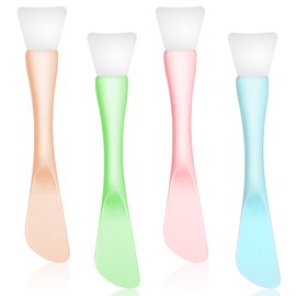 4 Pcs Face Mask Brush, Mask Applicator Tools, Beauty Spatula Soft Silicone Double Head Facial Makeup Brush for Facial Mud, Clay, Apply Cream for All Skin Types Including Sensitive Skin, 4 Colors