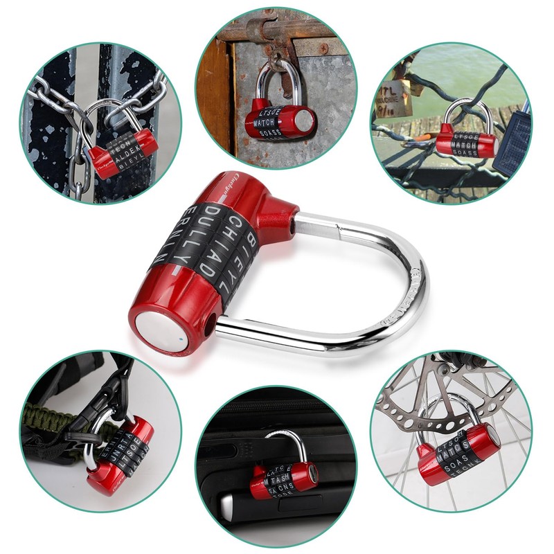 Gym Locker Lock,5 Letter Heavy Duty Alloy Padlock Password Sturdy