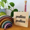 Lustige Geschenke - palim palim Holzbild 11x11x2cm zum Hinstellen auf's