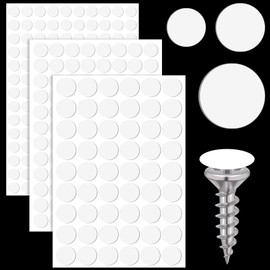 HINZIC 290pcs Screw Hole Cover Stickers, 21 mm/0.8 inch Self Adhesive Dustproof White Screw Hole Caps for Wood Furniture Cabinet Shelf Wardrobe