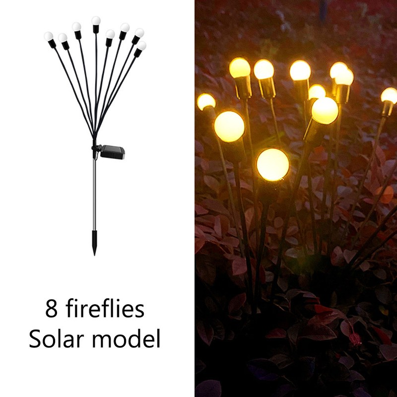 2 Pack Solar Powered LED Lights Firefly Lights Waterproof Outdoor