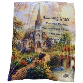 Duke Imports Inc Amazing Grace Inspirational Plush Throw Blanket 50"x60"