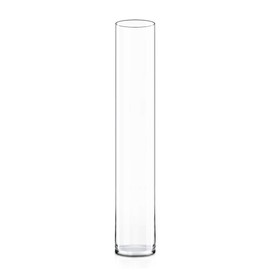 CYS Excel Clear Glass Cylinder Vase (H:28" D:4") | Multiple Size Choices Glass Flower Vase Centerpieces | Hurricane Floating Candle Holder Vase