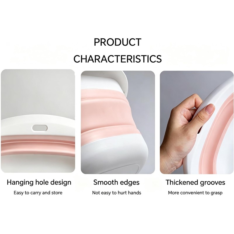 chongning Collapsible Washing Up Bowl, Portable Wash Basin, Pink Small