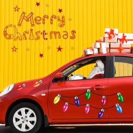36 Pieces Christmas Car Magnets Set Include 18 Reflective Light Bulb Car Magnet Decorations, 18 Magnet Wire for Christmas Garage Door Refrigerator (Assorted Colors, 36 Pieces)