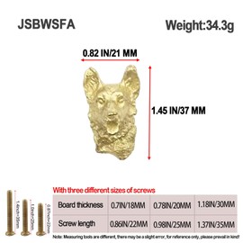 JSBWSFA 2 Pcs Solid Brass Creative Gold Animal Knob Gold Dresser Knobs Drawer Knobs Vintage Unique Cabinet Knobs for Door Cabinet Drawer Art Deco Furniture (Wolf Dog)