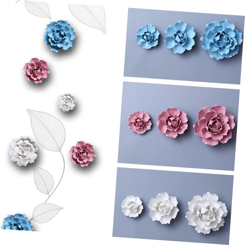 GLEAVI Stereoscopic Ceramic Flower Wall Decor Artificial Peony Hanging Decoration