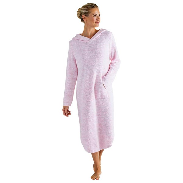 Softies Women's Ultra Soft Marshmallow Hooded Lounger, Pink, 2X/3X