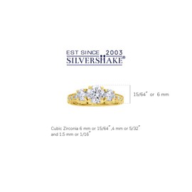 Silvershake Created Red Ruby 925 Sterling Silver 3-Stone Anniversary Engagement Ring for Women Size 9