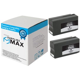 SuppliesMAX Remanufactured Replacement for HP OfficeJet Pro 7720/7730/8200/8210/8700/8720/8725/8730/8740 Black High Yield Inkjet (2/PK-3000 Page Yield) (NO. 956XL) (L0R39AN_2PK)