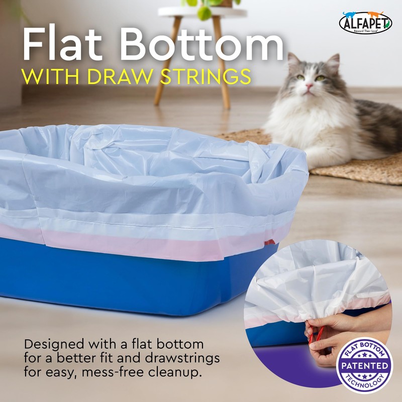 Alfapet Heavy Duty Flat Bottom Cat Litter Box Liners -