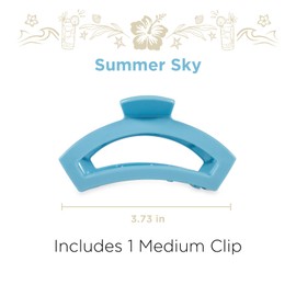 TELETIES - Open Medium Hair Clip - For Thin to Medium-Thick Hair - Strong Grip, Bendable Teeth, Comfortable Curved Design - For All Hair Textures - Summer Sky
