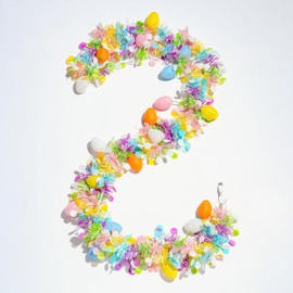 Larber 13 ft Easter Egg Garland with 20 LED Lights,Pastel Easter Tinsel Garland with Eggs Easter Decorations Lights Garland for Easter Tree & Spring Home Door Table Window Display Decoration