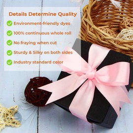 Ribbli Light Pink Satin Ribbon Double Faced Satin 1 inch x Continuous 50 Yards-Light Pink Ribbon for Gift Wrapping Crafts Wedding Decoration Bows Bouquet Floral Arrangement