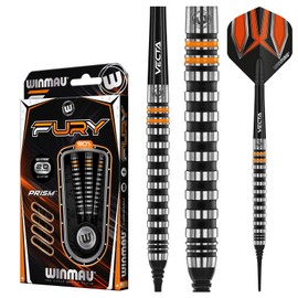 WINMAU Fury 18 Gram Tungsten Softip Darts Set with Prism Flights and Vecta Shafts (Stems)