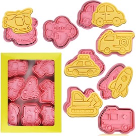 Yamibobo 8-Piece Transportation Vehicle Cookie Cutters with Stampers