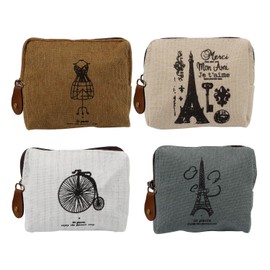 DIYCUT Women's Mini Purse, Pack of 4, Mini Purse Vintage, Small Purse for Women, Small Bag with Zip and Pattern, gray, Modern