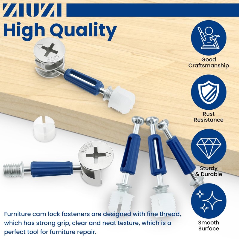 120 Pcs Cam Locks for Furniture, 3-in-1 Furniture Cam Lock