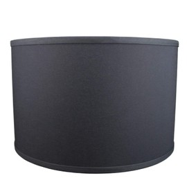 FenchelShades.com 16" Top Diameter x 16" Bottom Diameter x 10" Height Fabric Drum Lampshade with European Attachment with 1.5" Drop (Linen Black)