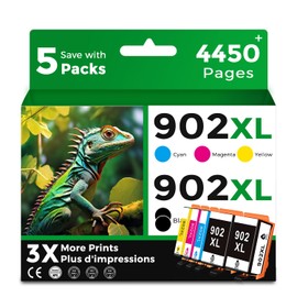 902XL 5 Combo Pack Ink Cartridge Compatible for HP 902 HP902 XL (2 Black CMY) Work with OfficeJet Pro 6978 6968 6970 6975 6960 6979 OfficeJet 6958 6962 6950 6954 6951 6956 6961 6963 6964 Printers