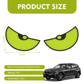 Anyhut 2 PCS Car Reflective Stickers, Waterproof Devil Eyes Decals for Night Safety Driving, 4.15" x 3" Semicircular Eyes Caution Signs, for Trunk, Tailgate, Bumper, Motorcycle, Helmet (Green)