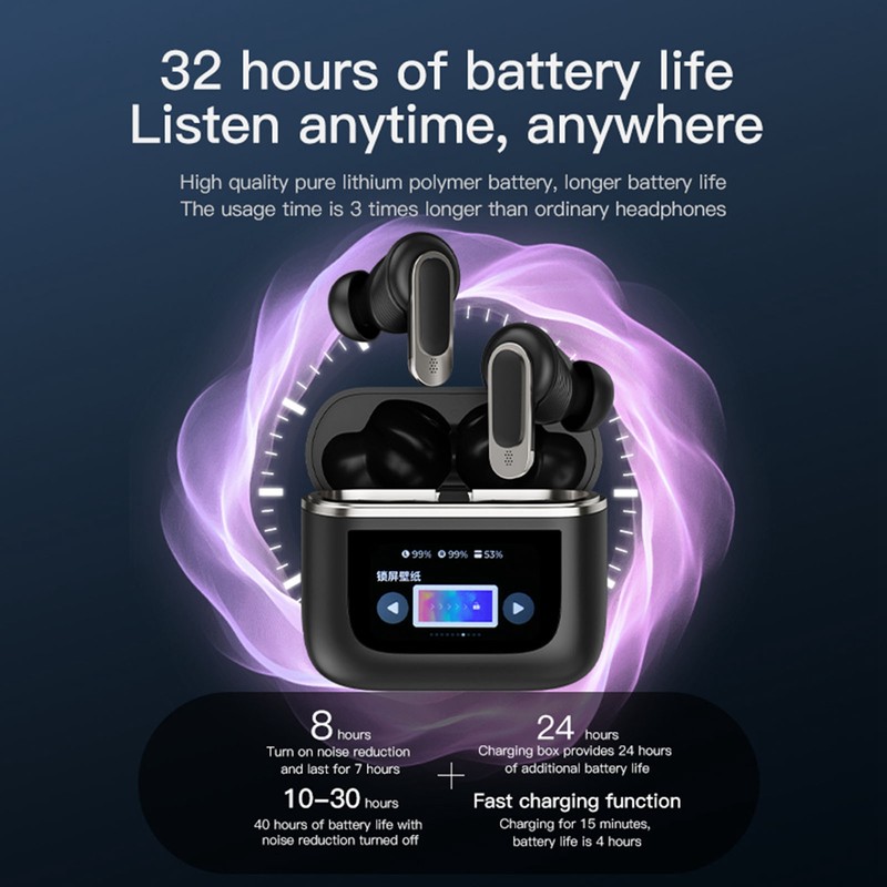 V8 Wireless BT Headset LCD Full Color Smart Display Touch