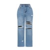 THUNDER STAR Womens High Waisted Wide Leg Jeans Stretchy Distressed