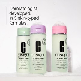 Clinique 3-Step All About Clean Liquid Gentle Facial Cleanser Soap For Dry Combination Skin | Type 2, 6.7 Fl Oz