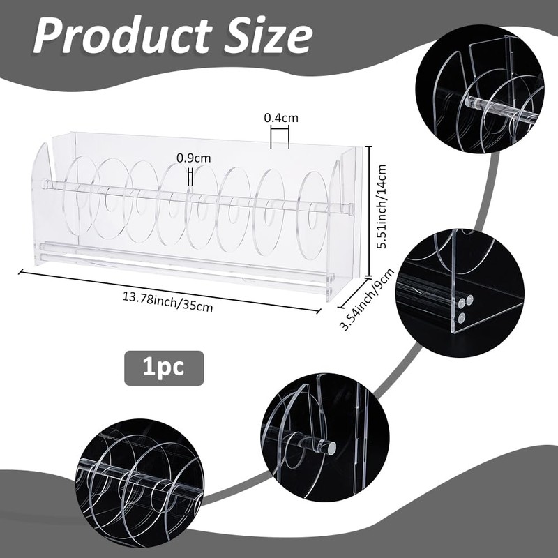 SUPERFINDINGS Acylic Label Dispenser Adjustable Sticker Roll Holder with 8
