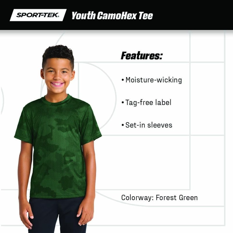 SPORT-TEK Youth CamoHex Tee Neon Orange