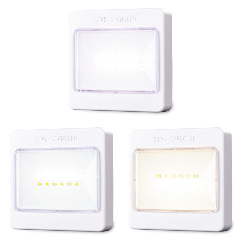 STAR-SPANGLED 3 Pack 3.7” Dimmable Push Tap Lights, Stick on