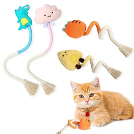 4-Piece Cat Toy Set with Catnip Interactive Teething Rope for Adults Cats and Kittens Safe and Durable Promotes Dental Health