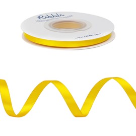 Ribbli Maize Yellow Double Faced Satin Ribbon,1/4” x Continuous 25 Yards,Use for Bows Bouquet,Gift Wrapping,Baby Shower,Floral Arrangement