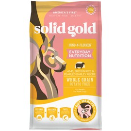 Solid Gold Hund N Flocken - Dry Dog Food w/Lamb, Rice & Pearled Barley - Digestive Probiotics for Dogs - Gut Health & Immune Support - Grain & Gluten Free - Omega 3, Superfoods & Antioxidants - 4 LB