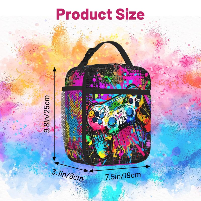 Game Boys Lunch Bag, Graffiti Style Kids Lunch Box, Reusable