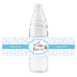 Hapy Easter Water Bottle Labels, Blue Easter Rabbit Water Bottle Stickers, Easter Egg Bottle Wrappers for Irish Holiday, Happy Easter Day Themed Party Decorstions