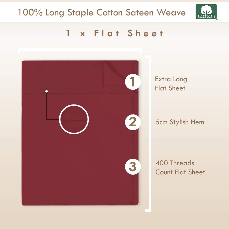 Pizuna Cotton Rio Red Single Flat Sheet 1 Piece Only,