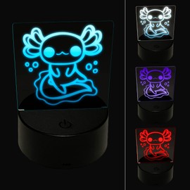 Delightful Kawaii Chibi Axolotl 3D Illusion LED Night Light Sign Nightstand Desk Lamp