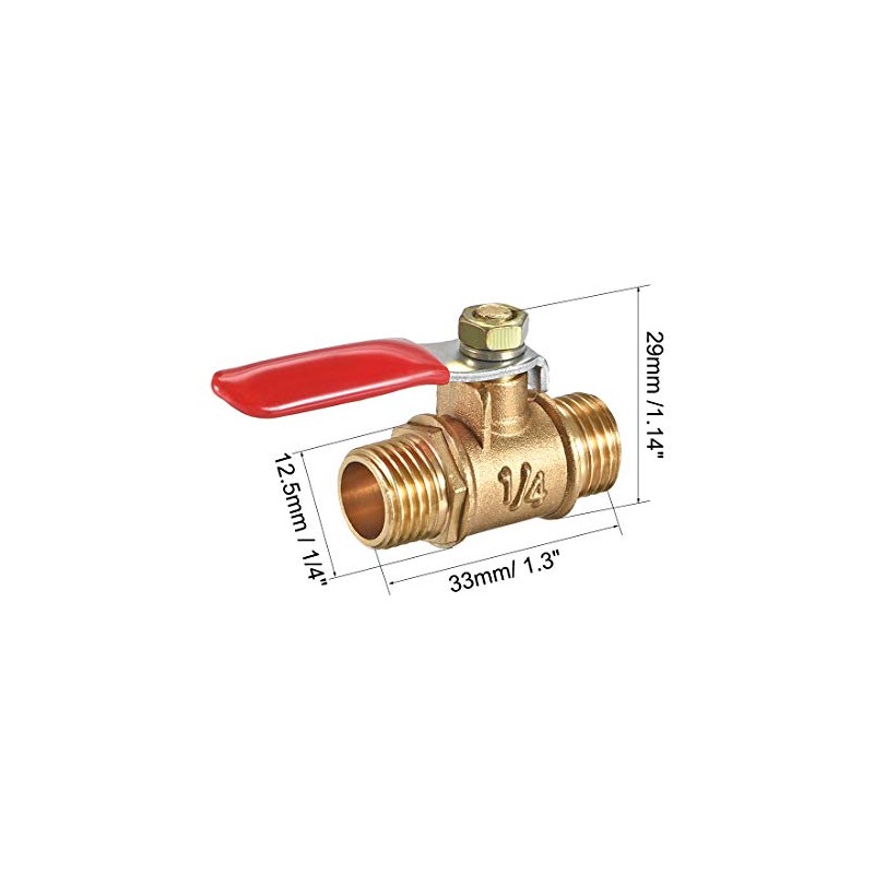sourcing map Brass Air Ball Valve Shut-Off Switch 1/4 Inch