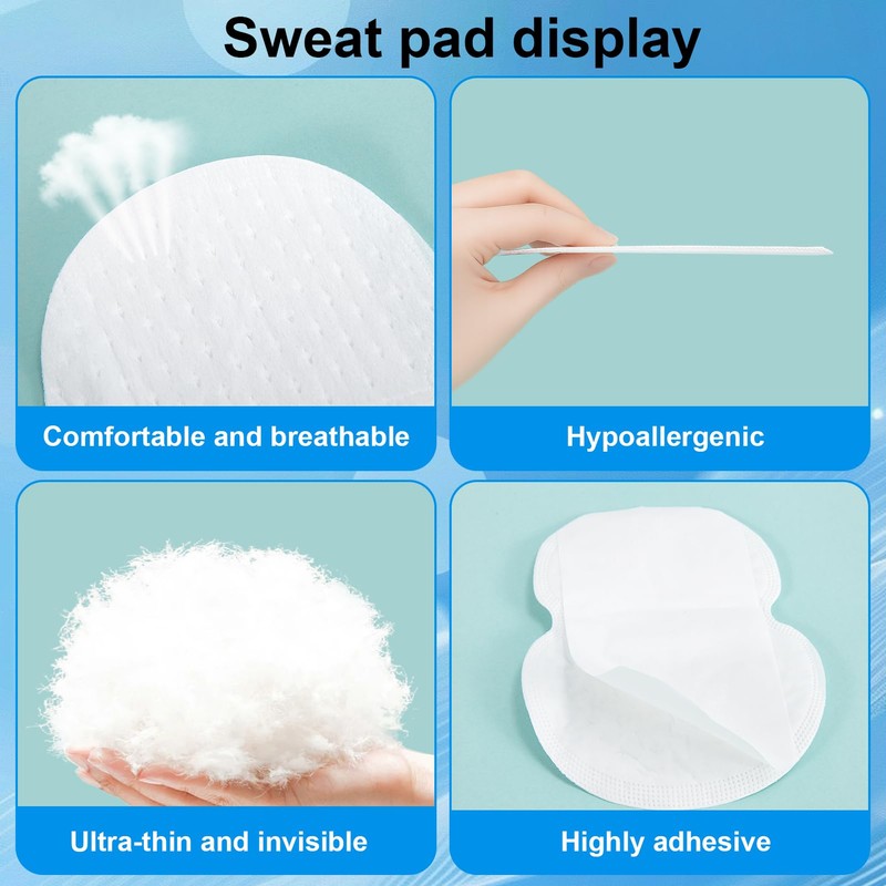 60 Pcs Armpit Sweat Pads, Hat Sweat Liner, Collar Protectors