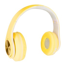 Annadue Wireless Bluetooth Headphones, Foldable Over-Ear Headset with Deep Bass, Colourful Breathing Light, Supported Memory Card, Built-in Microphone for Mobile Phones, TV, PC Laptop (Yellow)