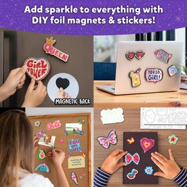 Skillmatics Foil Fun - Girl Power, 20+ DIY Foil Art Magnets, Mess-Free Craft Kit, 60+ Foam Stickers, Creative Activity for Girls, Kids, Tweens, Teens (Ages 7-13), Gifts, Travel, Party Favor