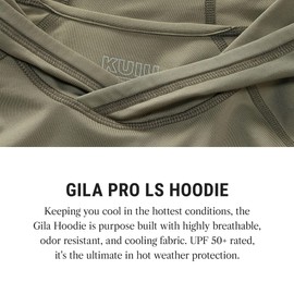 KUIU Gila LS Hoodie - Cooling Sun Protection Shirt for Hot Weather Hunting & Outdoor Activities, UPF 50+, Quick-Dry, Odor Resistant, Lightweight & Breathable Khaki