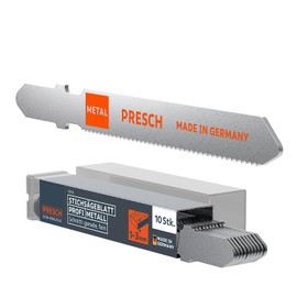 Presch Jigsaw Blades Metal Professional Pack of 10 (Stainless Steel, Metal) - For Stainless Steels (1-3 mm) - Professional Jigsaw Blade Set - Saw Blades with T-Shank for Any Jigsaw