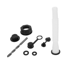 Anneome 5 Sets Gas Can Spout Replacement Kit with Flexible Nozzle and Leak Threaded Cap Black Fuel Hose Accessories with Clip Fasteners and Drill Bit for Secure Fuel Tank Sealing and
