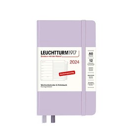 LEUCHTTURM1917 367730 Weekly Calendar & Notebook Pocket (A6) 2024, with Extra Book for Addresses and Anniversaries, Lilac, German, 12 Months