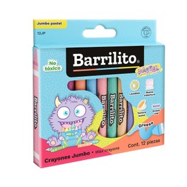 Barrilito Crayones JUMBO Pastel, 12 colores. 12JP