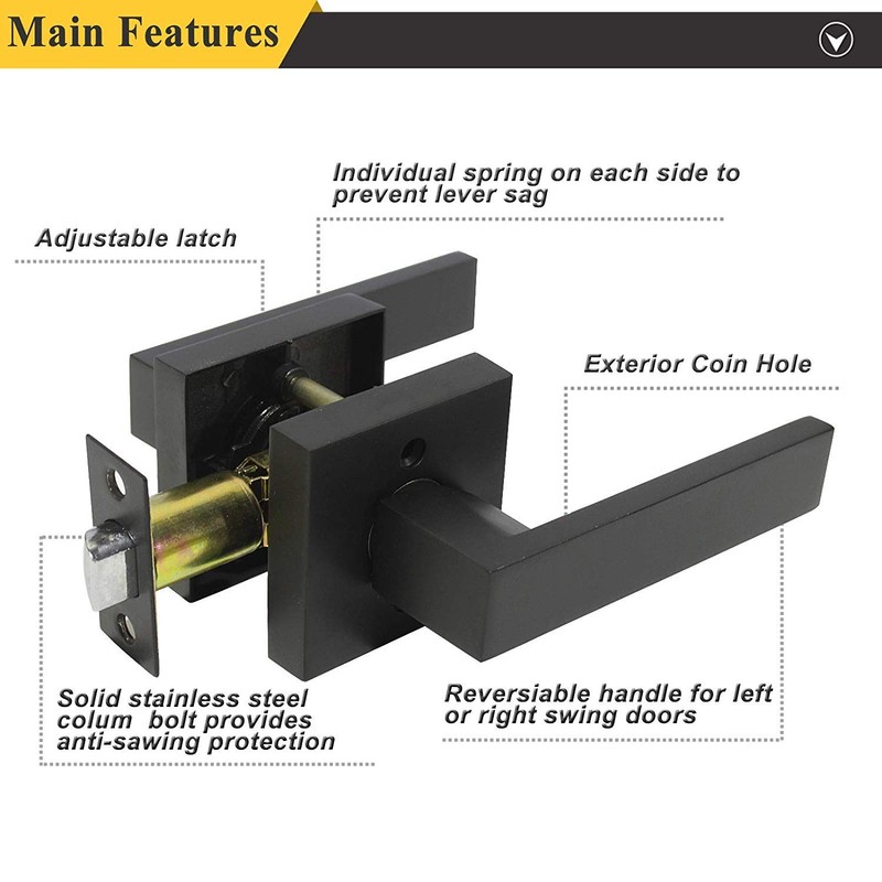 Probrico Matte Black Passage Door Levers Square Hall Closet Handles,